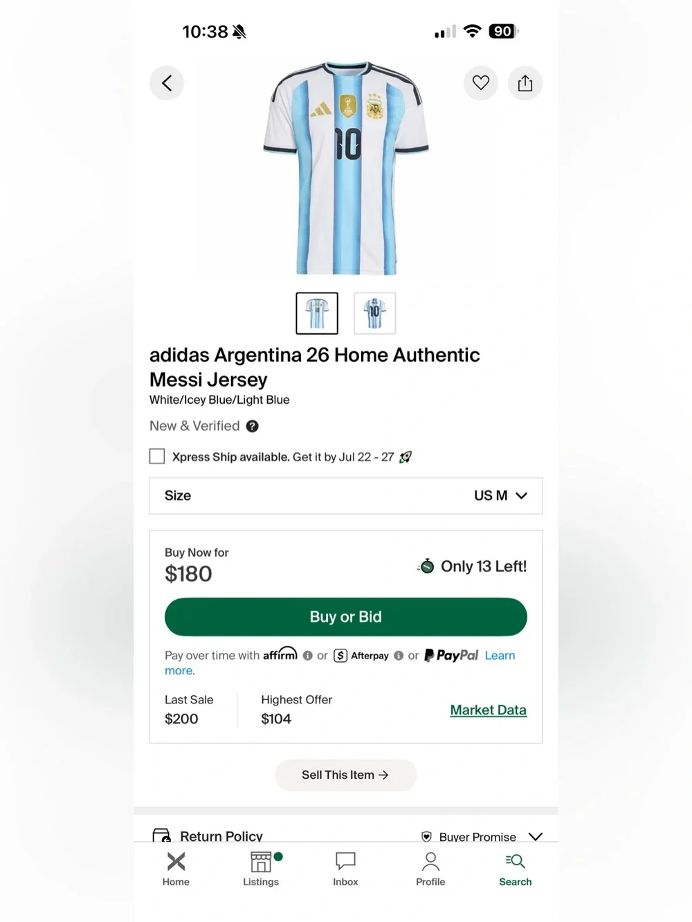 adidas Argentina 26 Home Authentic Messi Jersey White/Icey Blue/Light Blue
